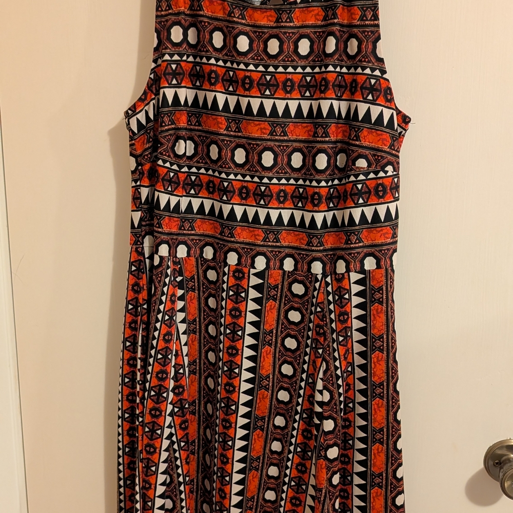 H&M Orange and Black Geometric Maxi Dress